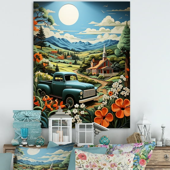 Designart "Pickup Truck Country beauty II" Pickup Truck Wall Decor