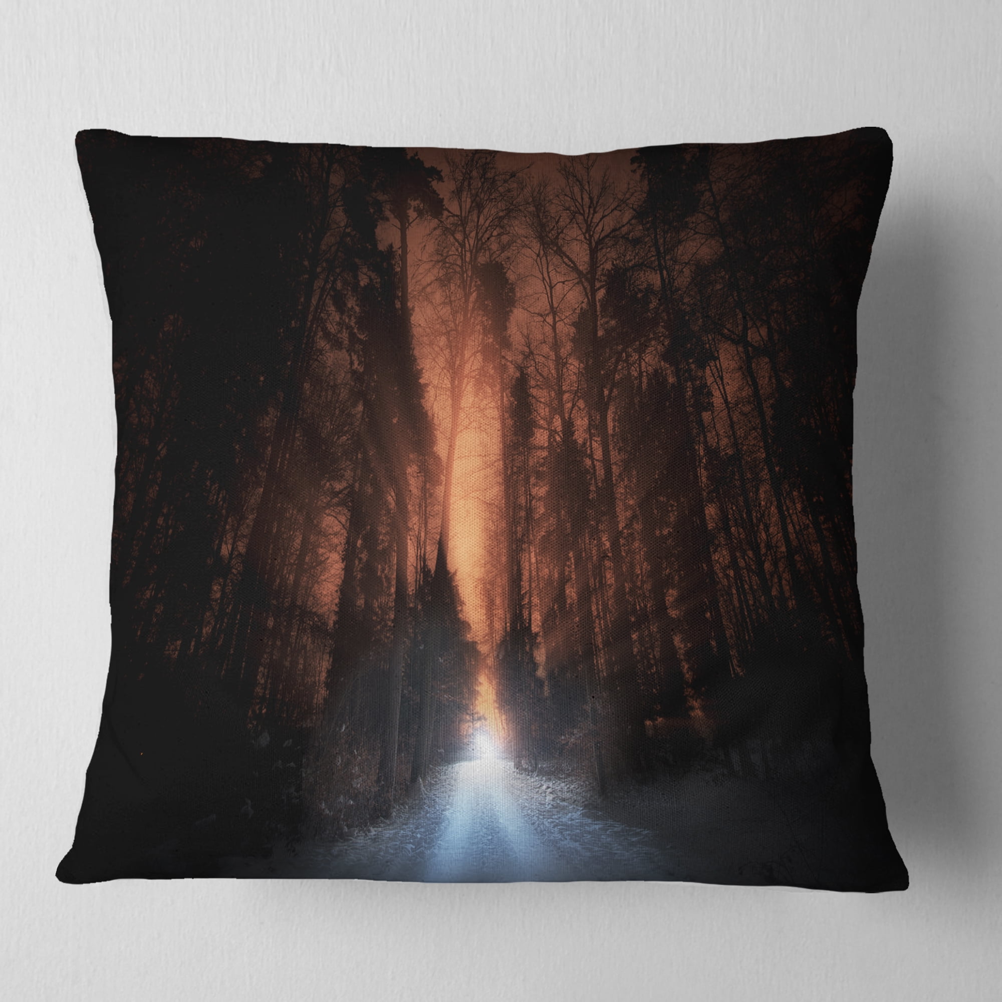 Designart Picturesque Autumn Forest - Forest Throw Pillow - 18x18