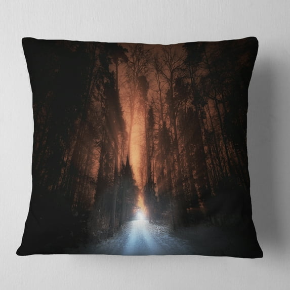 Designart Picturesque Autumn Forest - Forest Throw Pillow - 18x18