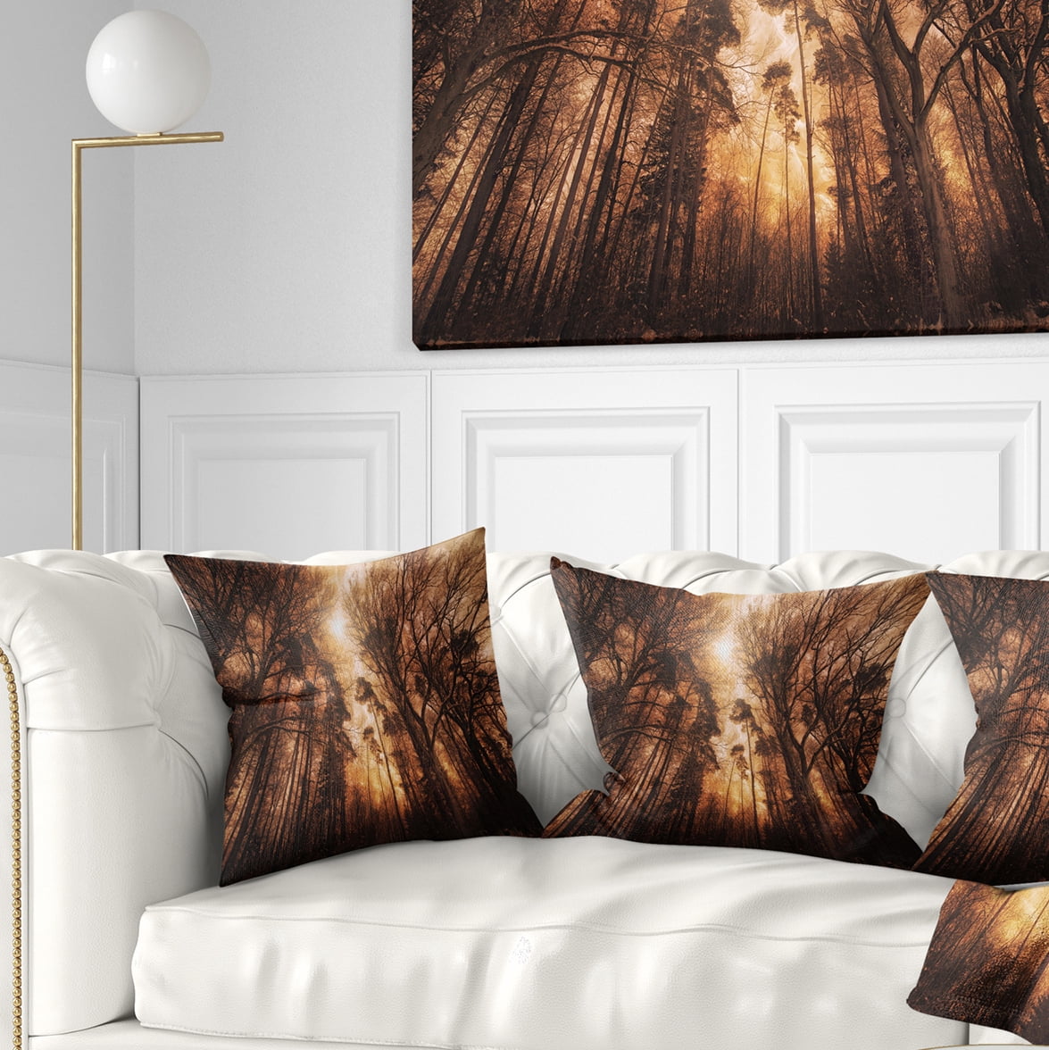 Designart Picturesque Autumn Forest - Landscape Photography Throw Pillow - 18x18