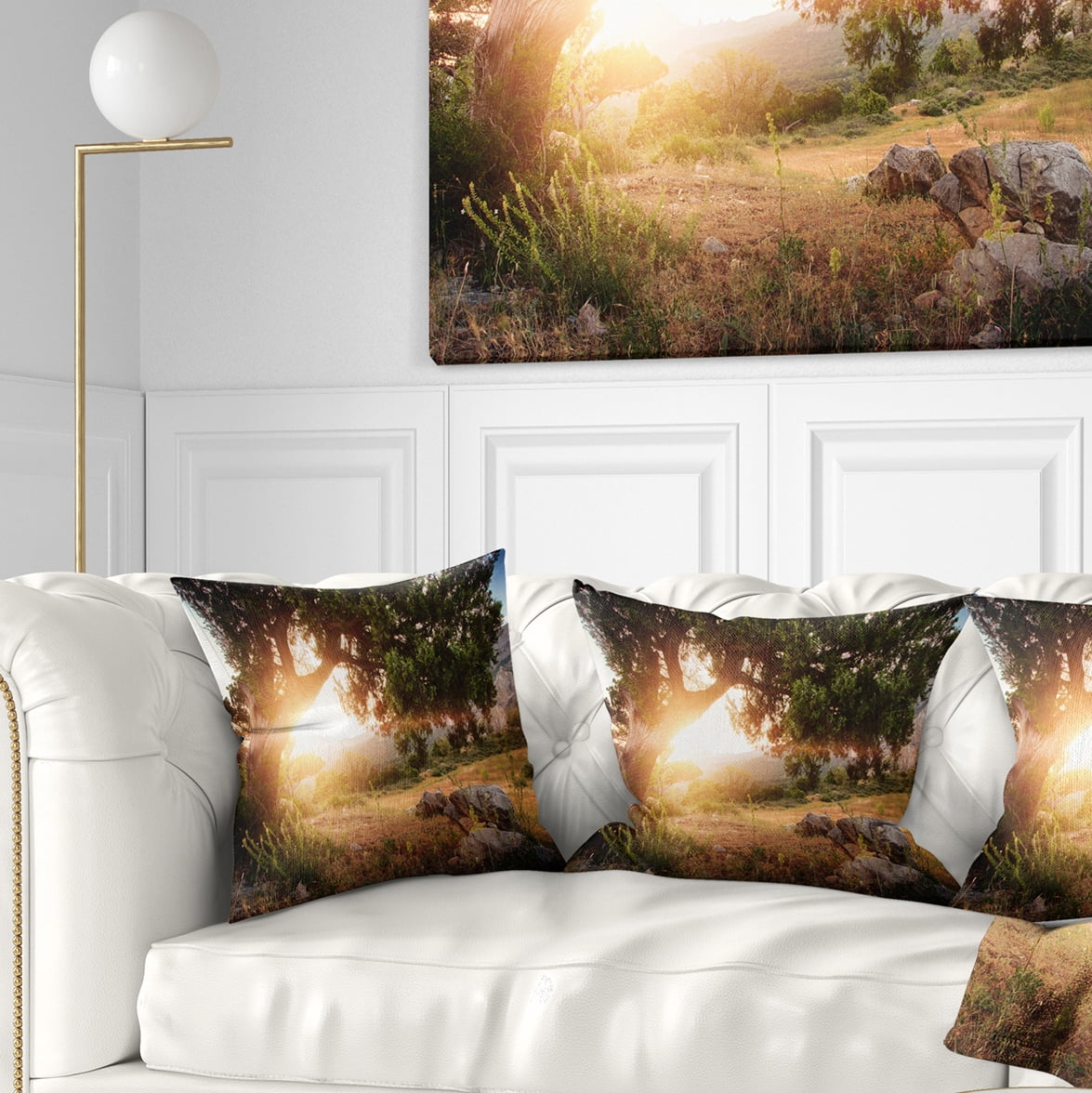 Designart Picturesque Foros Mountains - Abstract Throw Pillow - 18x18