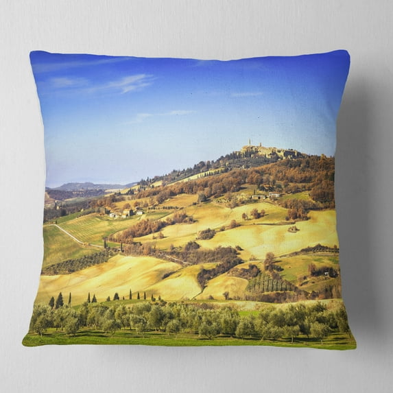 Designart Pienza Medieval Village Italy - Landscape Wall Throw Pillow - 16x16