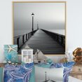 Designart "Pier Horizon In Monochromatic Black And White III" Coastal