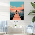 Designart "Pier Horizon in Blue and Pink" Coastal Canvas Wall Art