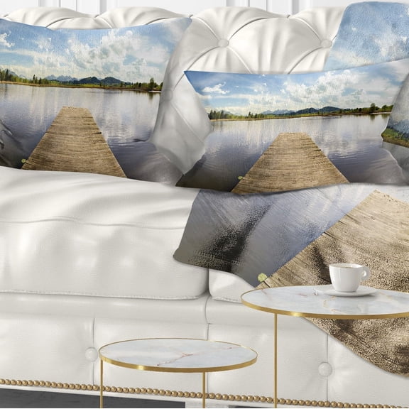 Designart Pier into Sea Bavaria Panorama - Seascape Throw Pillow - 12x20