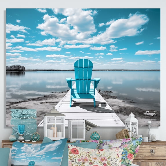 Designart "Pier of Dreams Turquoise Lakehouse Serenity I" Nautical & Beach Canvas Art Print