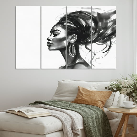 Designart "Pierce of an African American Woman V" Portrait Metal Wall Décor Set