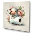 thumbnail image 1 of Designart Pig With Roll Of Toilet Paper And Flowers I Canvas Wall Art, 1 of 5