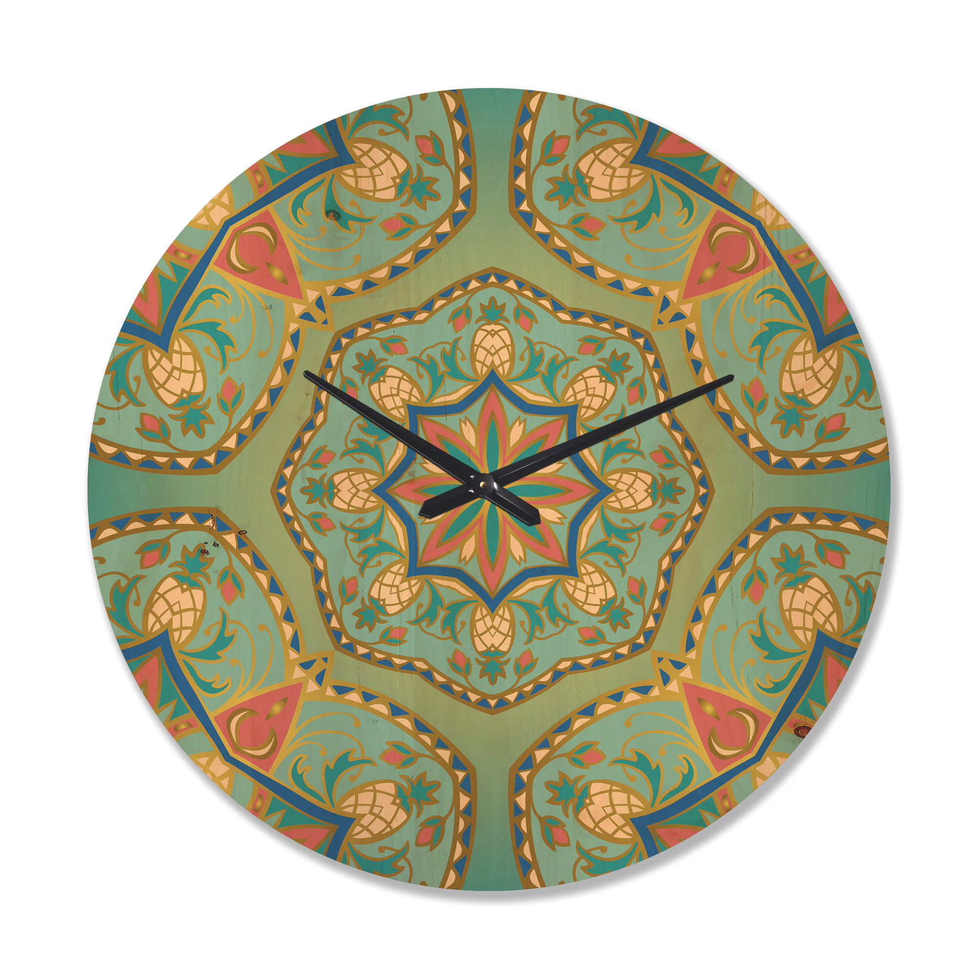 Designart 'Pinapple Ornament Oriental Mandala' Vintage Wood Wall Clock