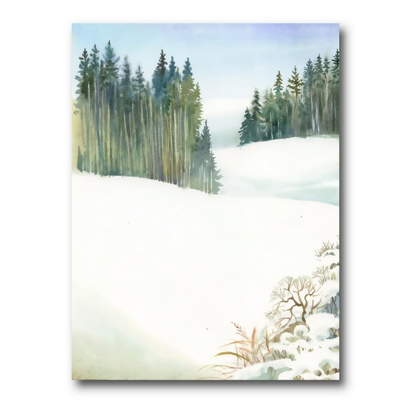 Designart ' Pine Forest In Snowy Winter Mountains ' Traditional Canvas Wall Art Print
