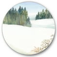 thumbnail image 1 of Designart 'Pine Forest In Snowy Winter Mountains' Traditional Circle Metal Wall Art 36x36 - Disc of 36, 1 of 5