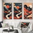thumbnail image 1 of Designart "Pine Tree Amidst Graphic Terra Cotta Mountains III" Landscape Mountains Framed Wall Art Set Of 3 - Yellow Mountains Frame Gallery Set For Office Decor, 1 of 6