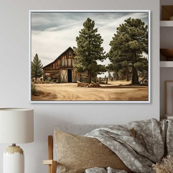 Designart "Pine Tree Rustic beauty" Tree Pine Floater Framed Canvas Print