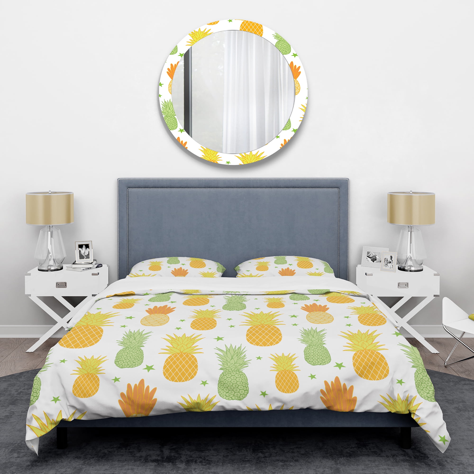 Designart 'Pineapple Summer Bliss II' Mid-Century Modern Duvet Cover Set