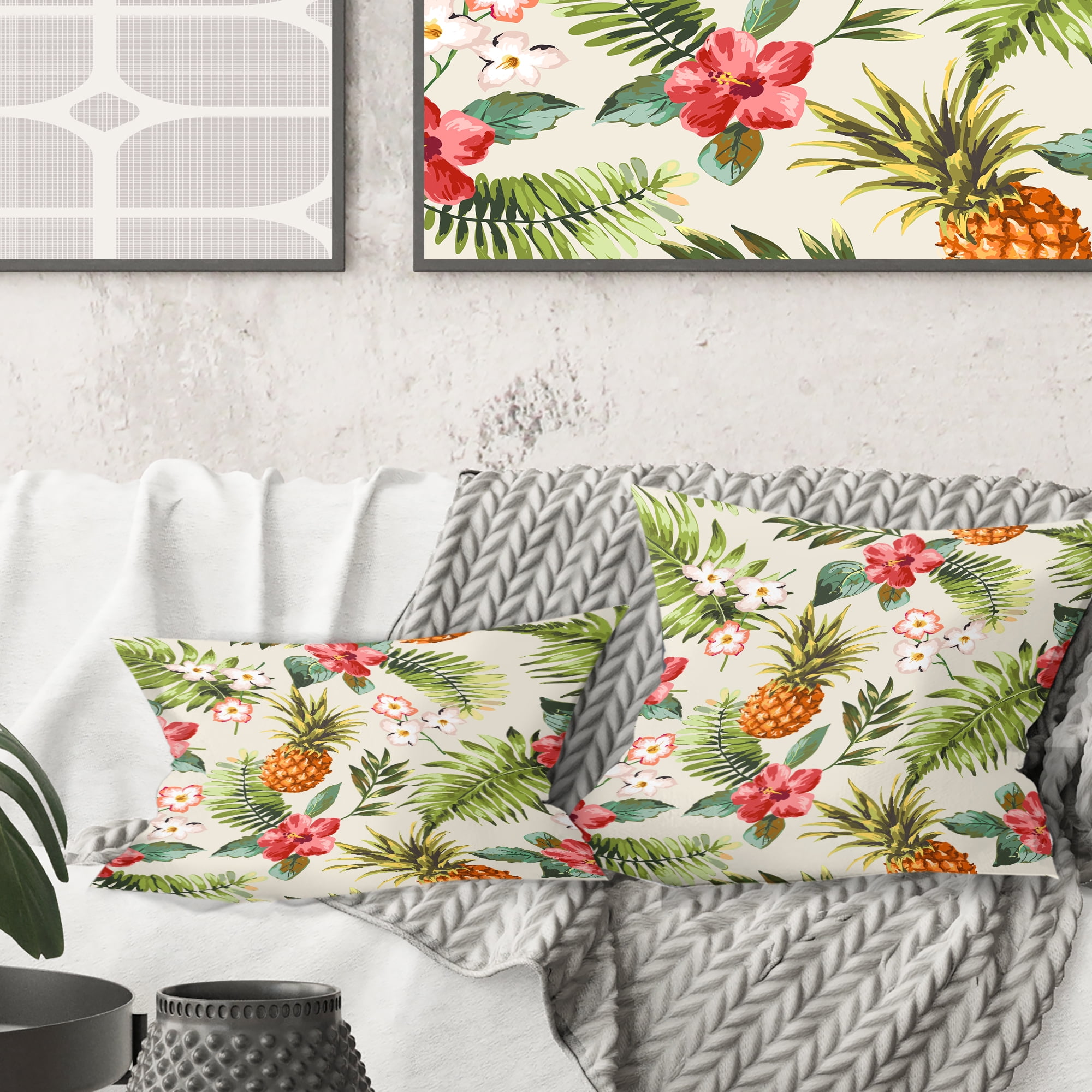 Designart Pineapple Summer Bliss IV' Mid-Century Modern Throw Pillow - 16x16