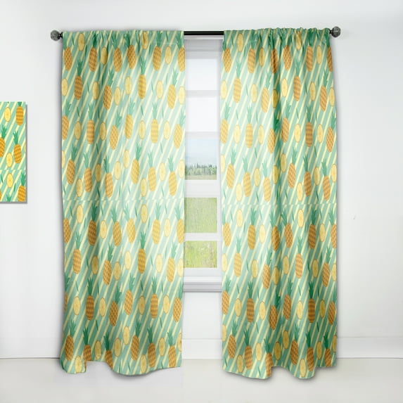 Designart 'Pineapple Summer Bliss Retro I' Mid-Century Modern Curtain Panel