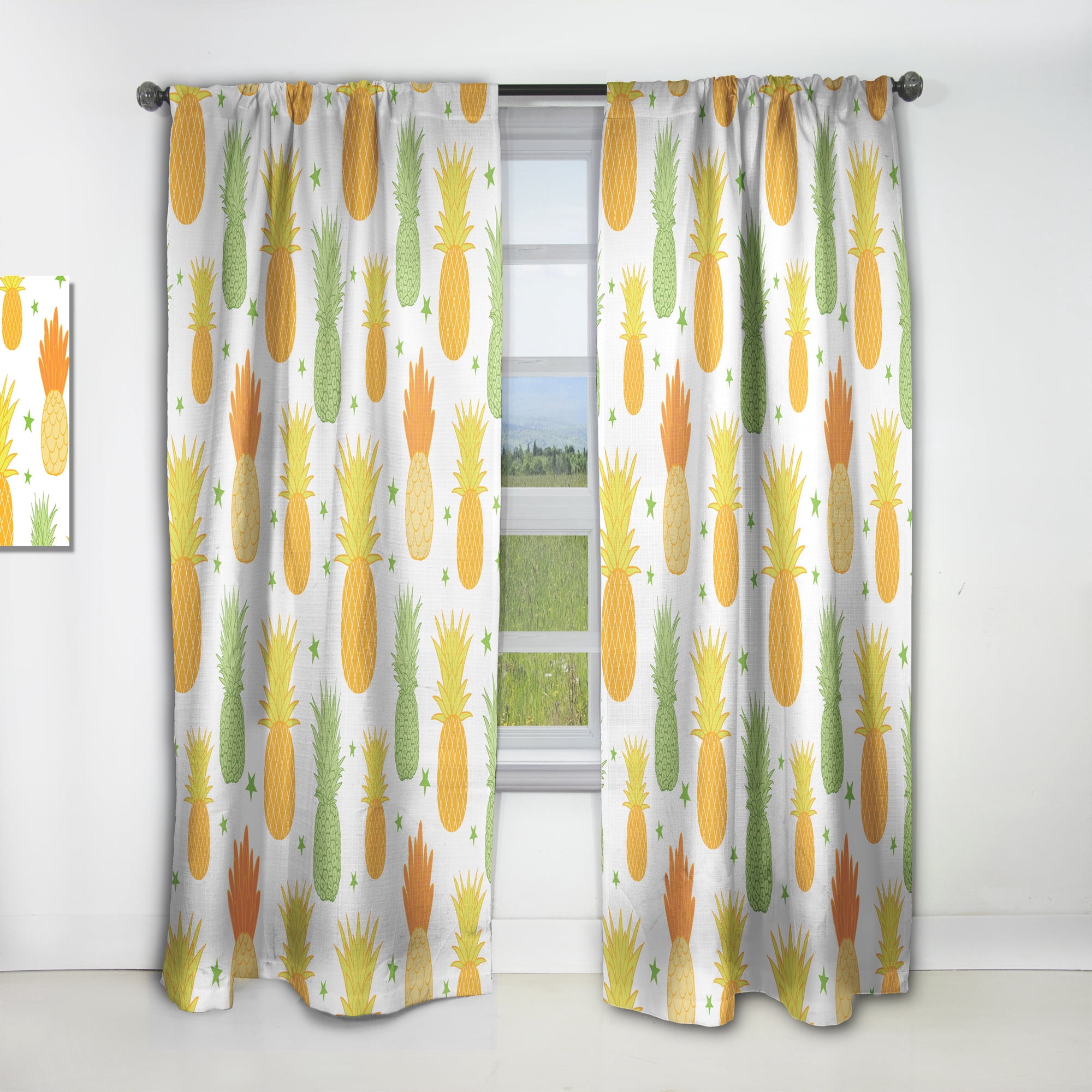 Designart 'Pineapple Summer Bliss Retro II' Mid-Century Modern Curtain Panel