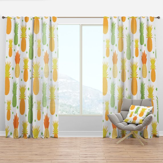 Designart 'Pineapple Summer Bliss Retro II' Mid-Century Modern Curtain Panel