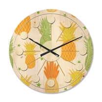 Designart 'Pineapple Summer Bliss Retro II' Mid-Century Modern Wood Wall Clock