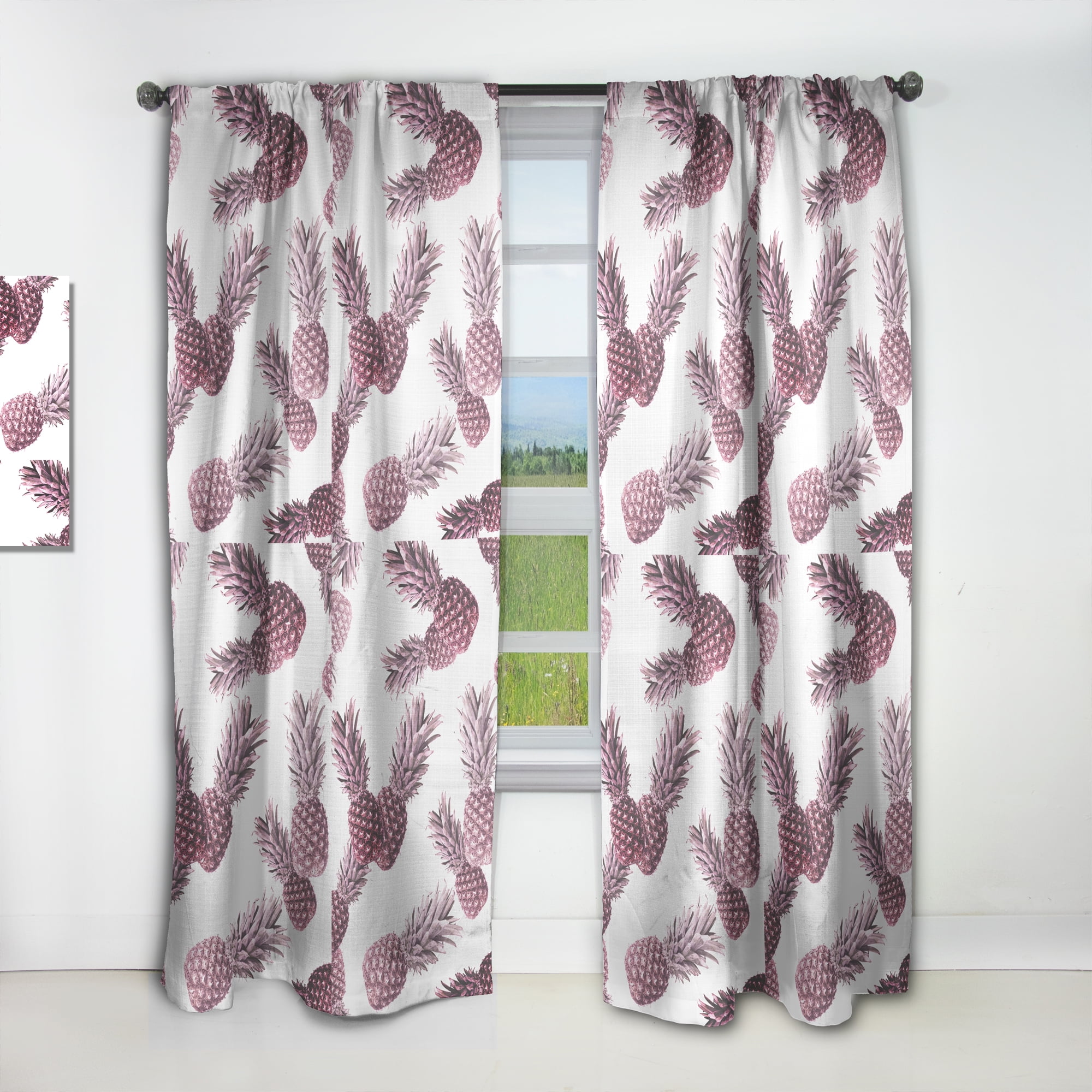 Designart 'Pineapple Summer Bliss Retro III' Mid-Century Modern Curtain Panel