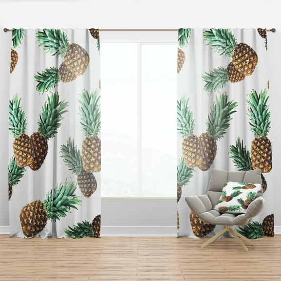 Designart 'Pineapple Summer Bliss Retro V' Mid-Century Modern Curtain Panel