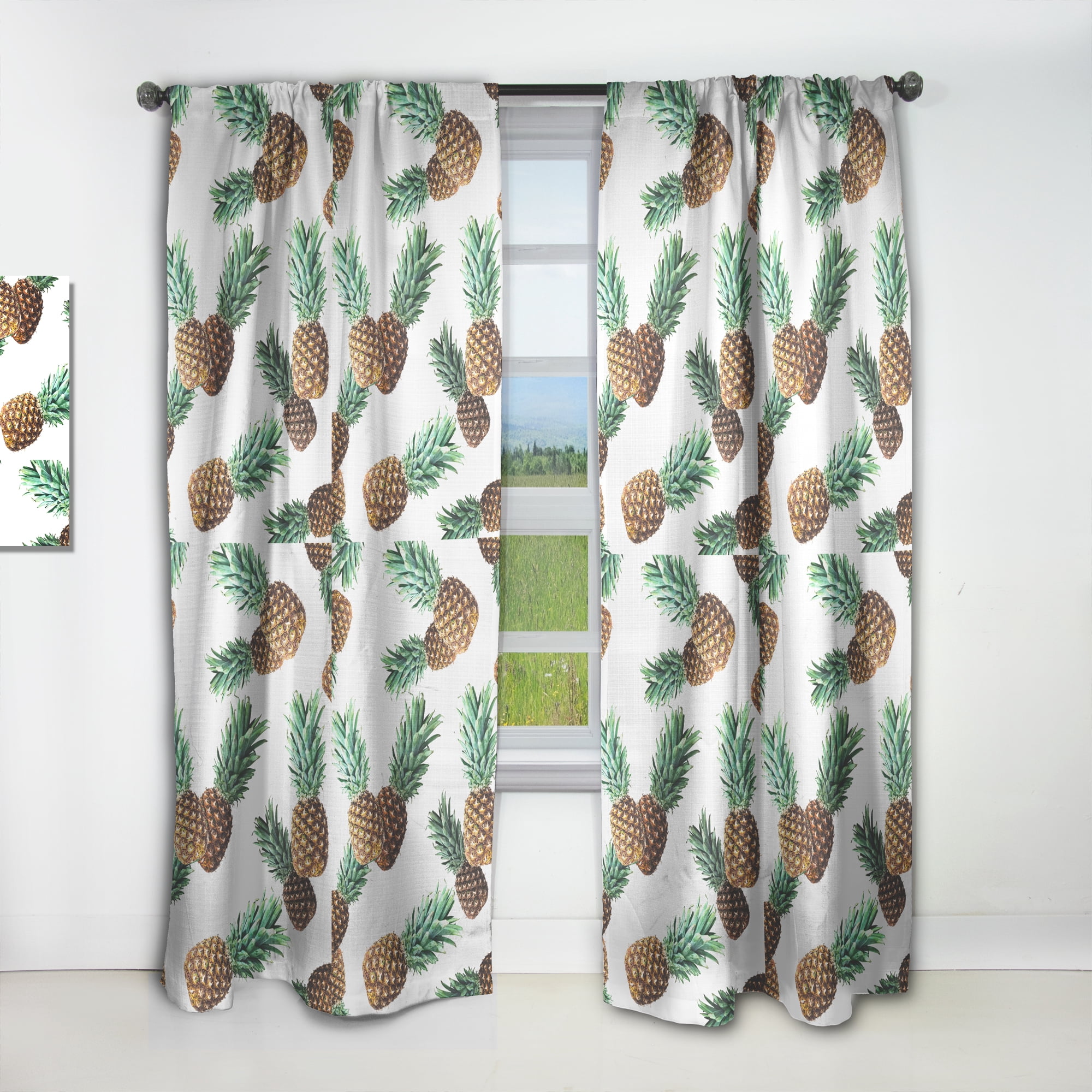 Designart 'Pineapple Summer Bliss Retro V' Mid-Century Modern Curtain Panel