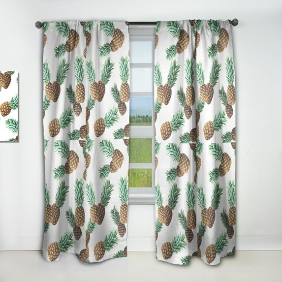 Designart 'Pineapple Summer Bliss Retro V' Mid-Century Modern Curtain Panel