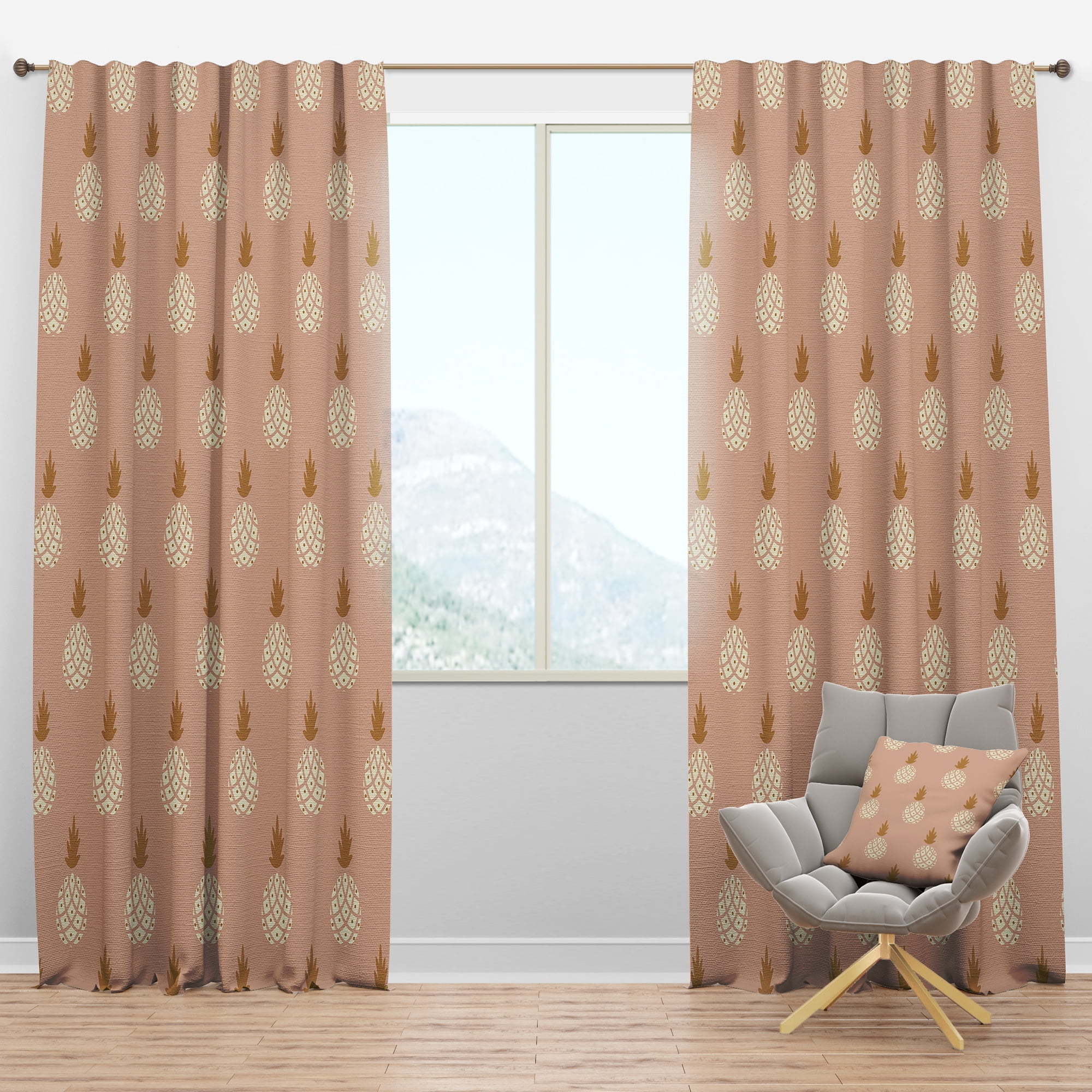 Designart 'Pineapple Summer Bliss Retro VII' Mid-Century Modern Blackout Curtain Panel
