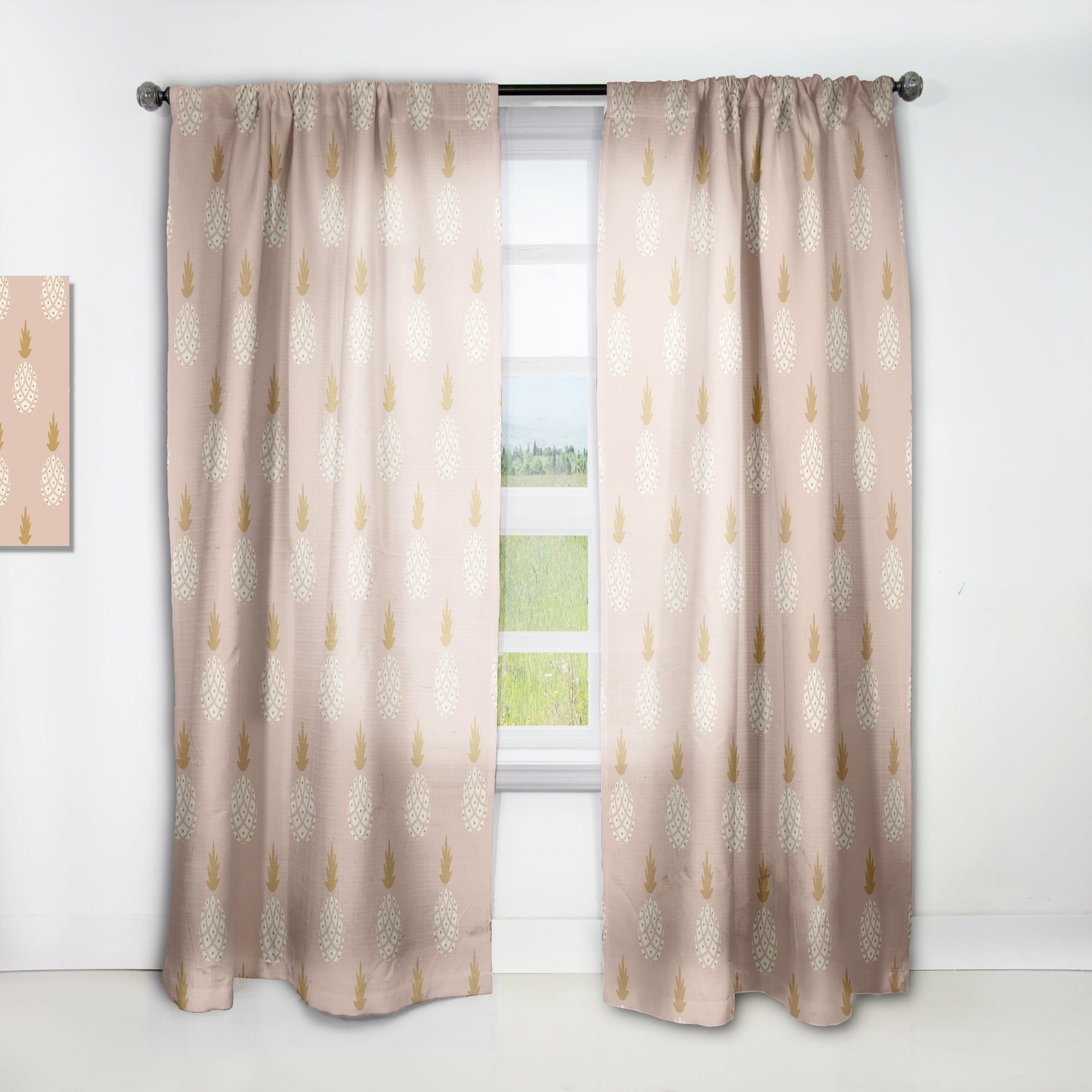 Designart 'Pineapple Summer Bliss Retro VII' Mid-Century Modern Curtain Panel