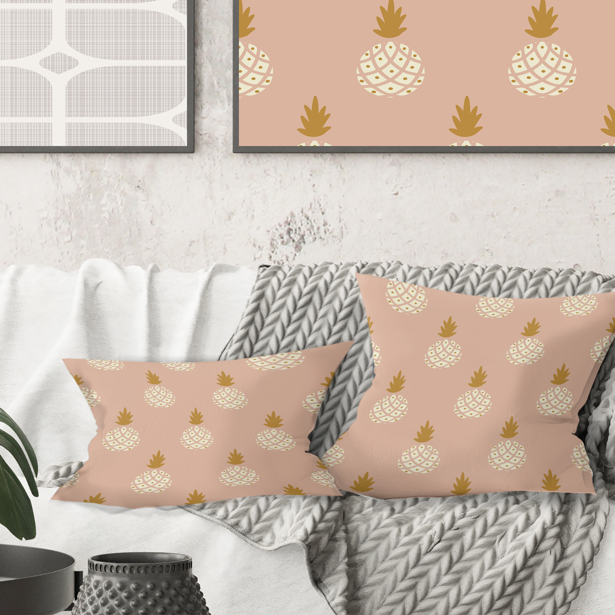 Designart Pineapple Summer Bliss VII' Mid-Century Modern Throw Pillow - 18x18