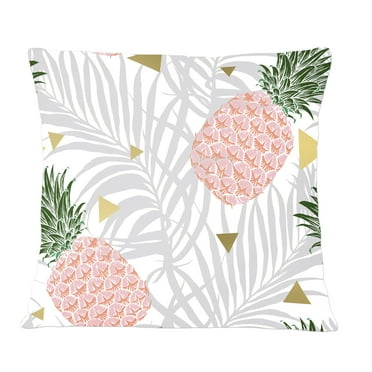Designart Pineappple On Tropical Leaves' Mid-Century Modern Throw Pillow - 12x20