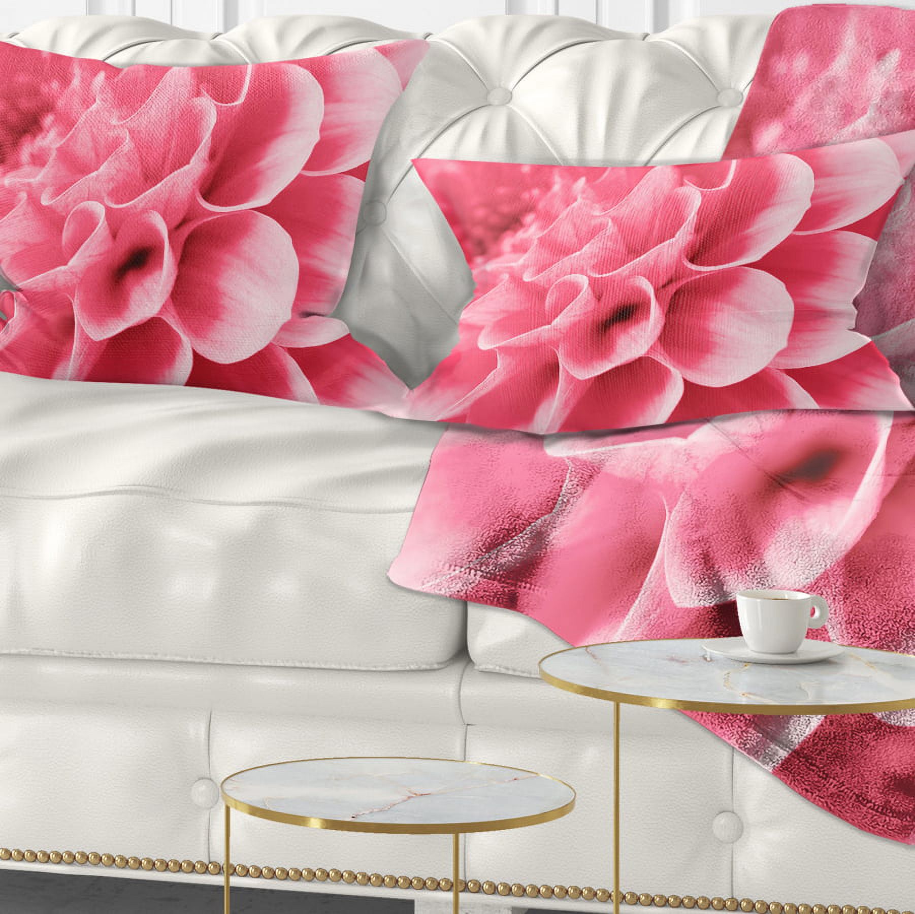 Designart Pink Abstract Flower Petals - Floral Throw Pillow - 12x20