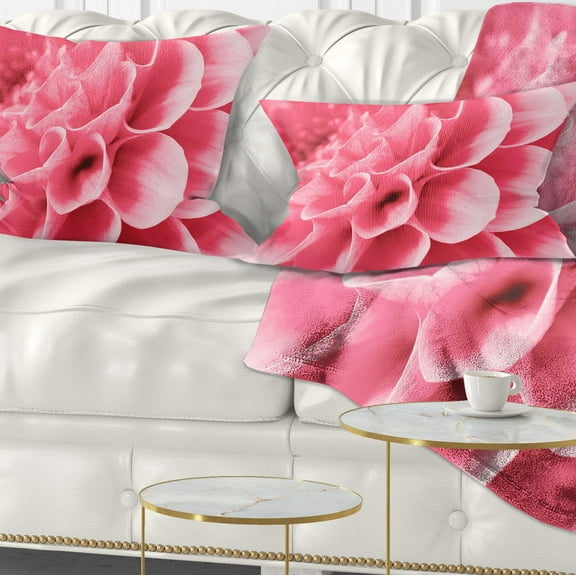 Designart Pink Abstract Flower Petals - Floral Throw Pillow - 12x20