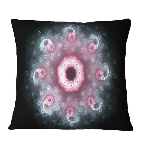 Designart Pink Abstract Fractal Mandala Flower - Floral Throw Pillow - 12x20
