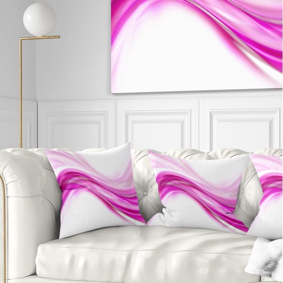 Designart Pink Abstract Waves - Abstract Throw Pillow - 16x16