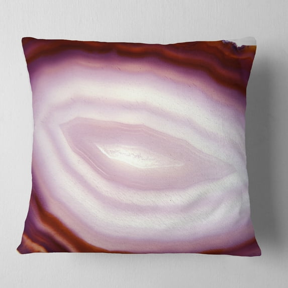 Designart Pink Agate Geode Geological Crystals - Abstract Throw Pillow - 18x18
