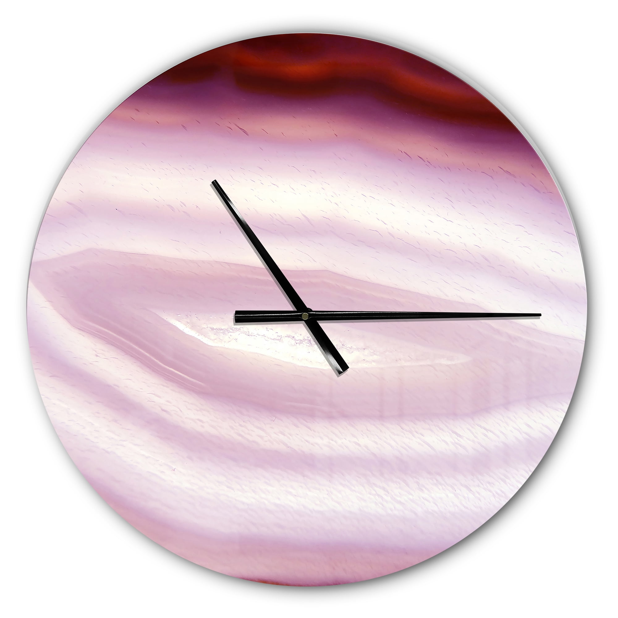 Designart 'Pink Agate Geode Geological Crystals ' Modern wall clock