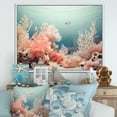 thumbnail image 1 of Designart "Pink And Azure Calm Coral Reef" Coastal Coral Under Water Floater Framed Canvas Wall Art, 1 of 5