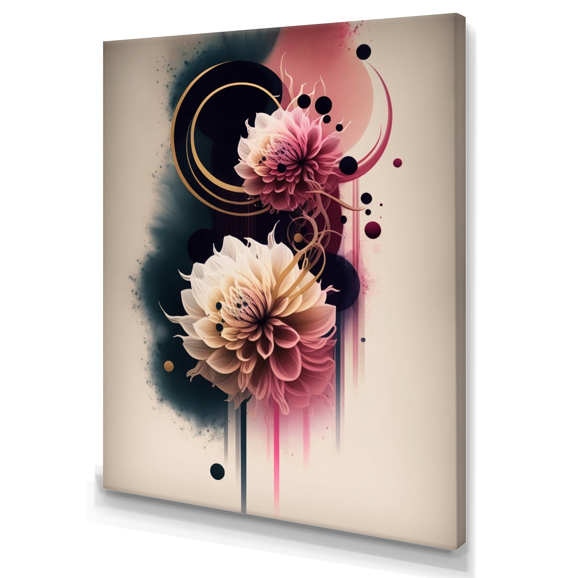 Designart Pink And Beige Peony Hyperrealistic Flowers I Canvas Wall Art