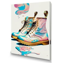 Designart Pink And Blue Art Deco Army Shoes I Canvas Wall Art