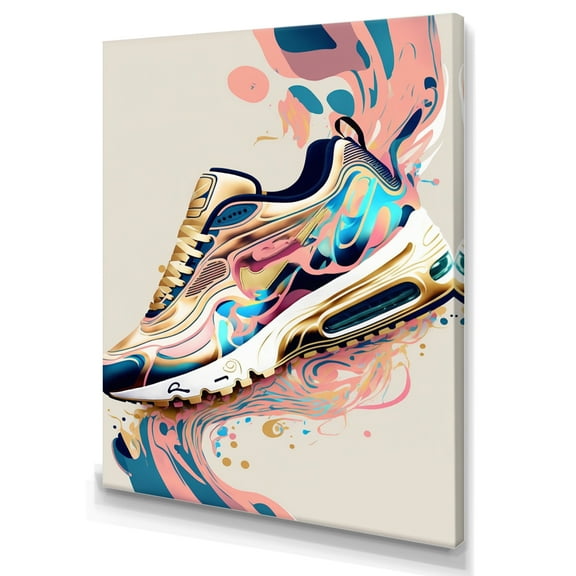 Designart Pink And Blue Art Deco Sport Shoes Canvas Wall Art