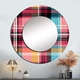 thumbnail image 1 of Designart "Pink And Blue Bohemian Plaid Design" Plaid Round Mirror Wall Decor Vintage - Large Red Round Bathroom Mirror - Round Mirror - 29" x 29", 1 of 6