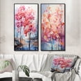 thumbnail image 1 of Designart "Pink And Blue Trees landscape Pointillism V" Trees Framed Wall Art Set Of 2 - Red Landscapes Framed Canvas Set For Living Room Decor, 1 of 7