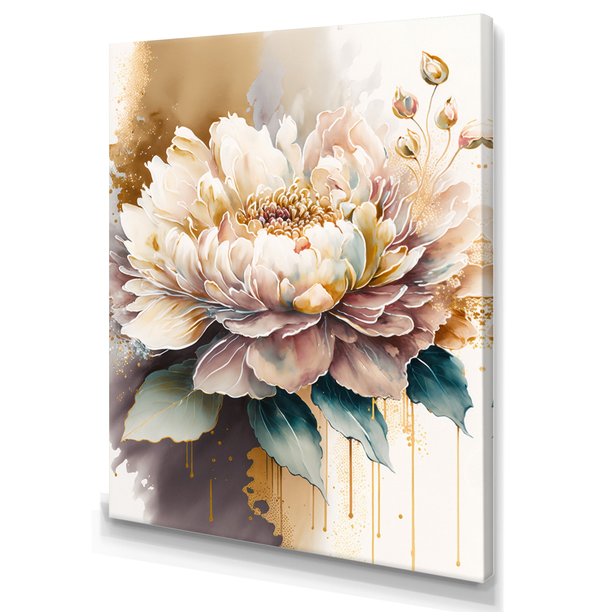 Designart Pink And Cream Watercolor Flower III Canvas Wall Art