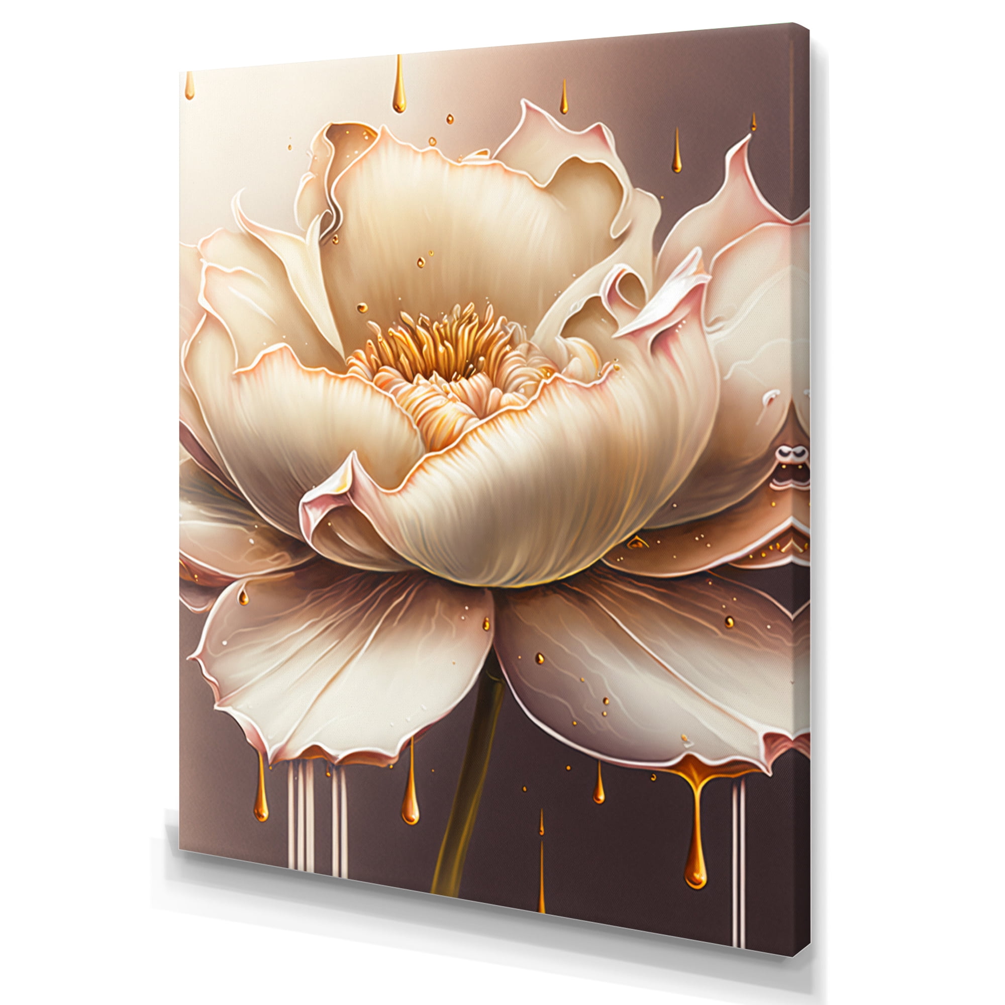 Designart Pink And Cream Watercolor Flower IV Canvas Wall Art