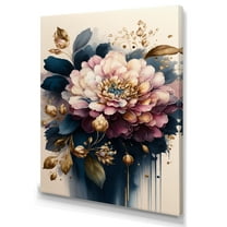 Designart Pink And Dark Purple Zinnia I Canvas Wall Art