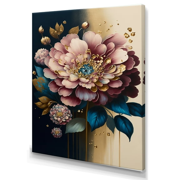 Designart Pink And Dark Purple Zinnia II Canvas Wall Art