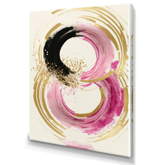 Designart Pink And Gold Curves II Canvas Wall Art