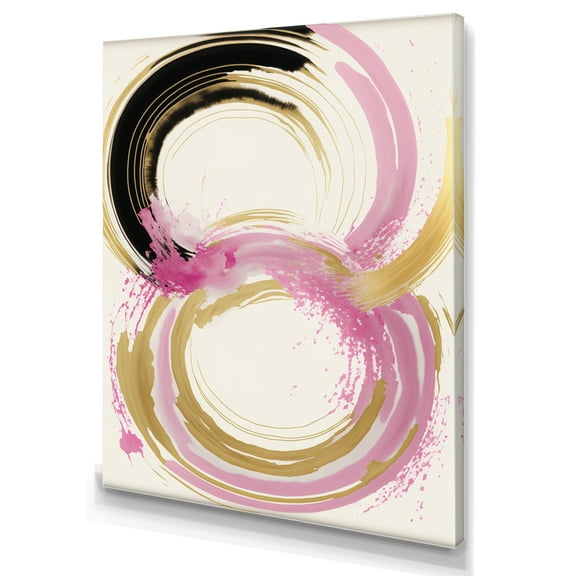 Designart Pink And Gold Curves IV Canvas Wall Art