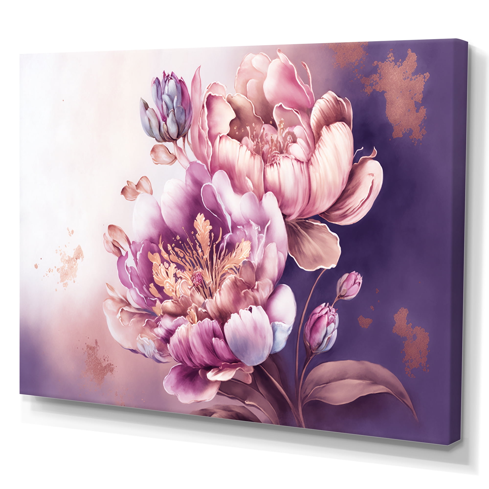 Designart Pink And Gold Peruvian Lily II Canvas Wall Art
